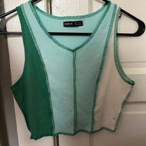 SHEIN Mint and White Colorblock Tank Top